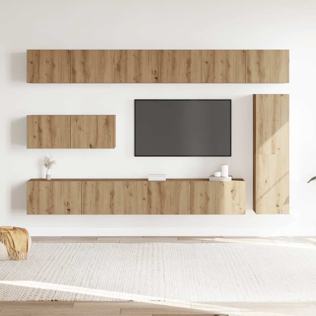 Ensemble de meuble TV mural 7 pcs chêne artisanal - XIOS