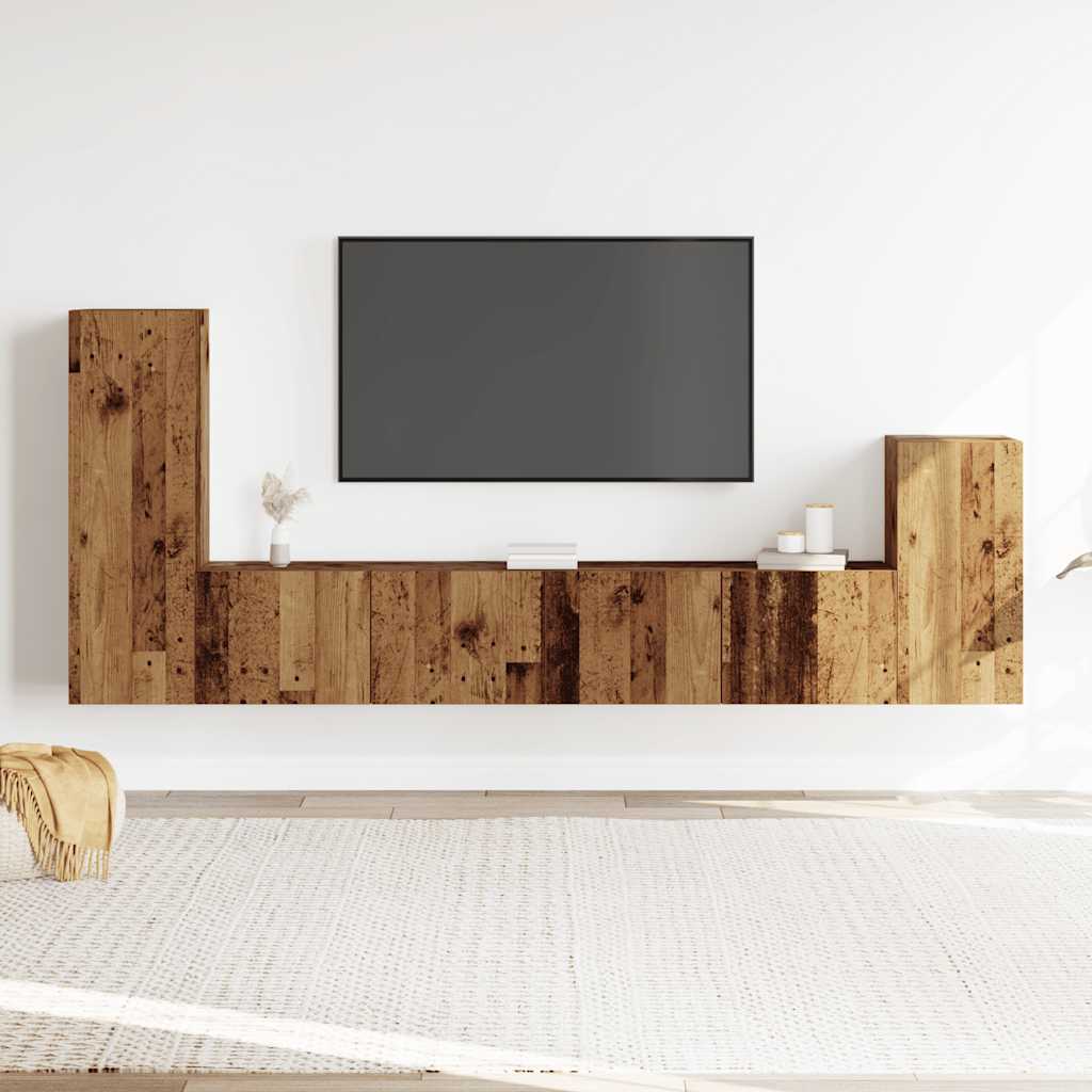 Ensemble de meuble TV mural 4 pcs vieux bois bois d'ingénierie - XIOS