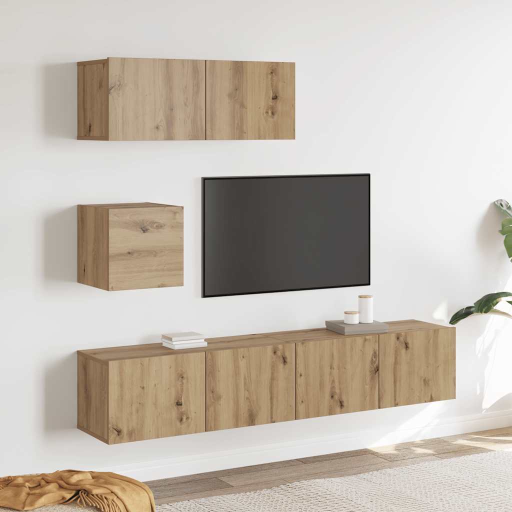 Ensemble de meuble TV mural 4 pcs chêne artisanal - XIOS