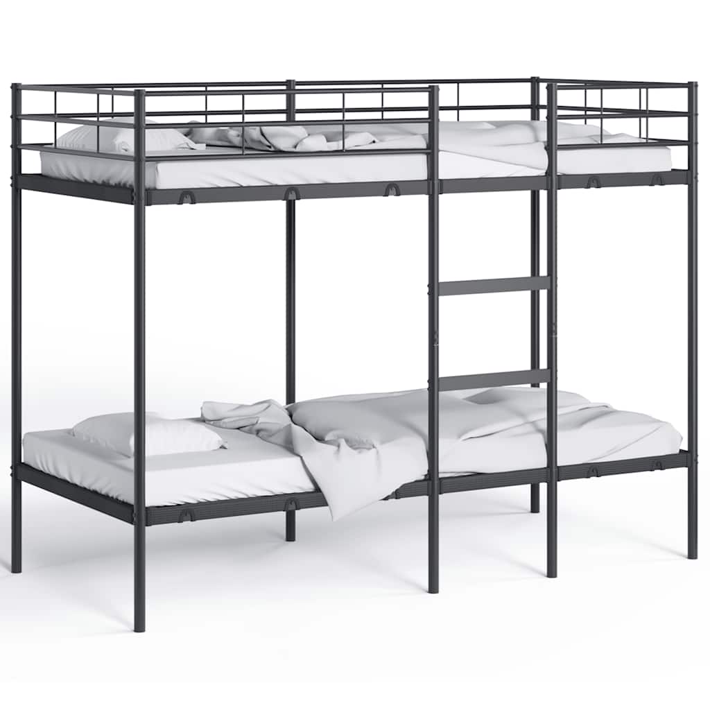Lit superposé sans matelas noir 90x190 cm acier - XIOS