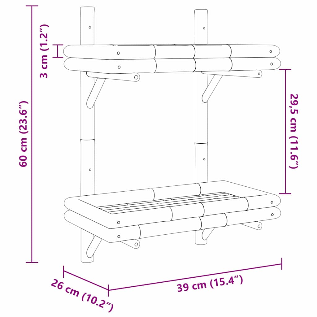 Étagère Murale avec étagère Marron 45 x 26 x 60 cm Bambou - XIOS
