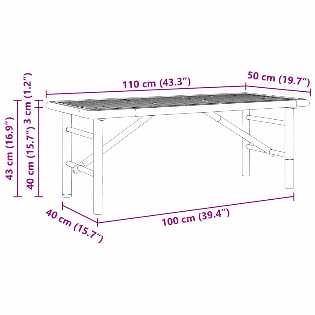Table basse Marron 110 x 50 x 43 cm Bambou - XIOS