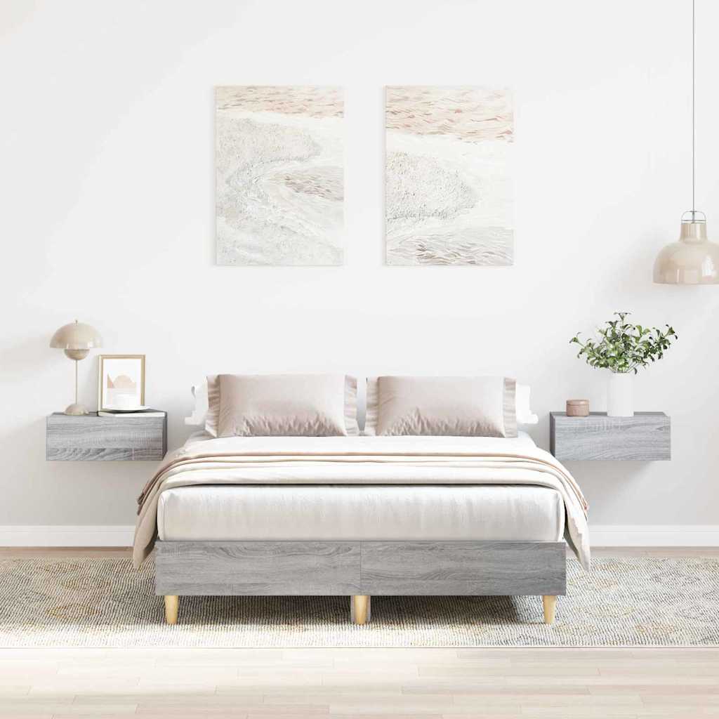 Cadre de lit Sonoma gris 120 x 190 cm Bois d'ingénierie - XIOS