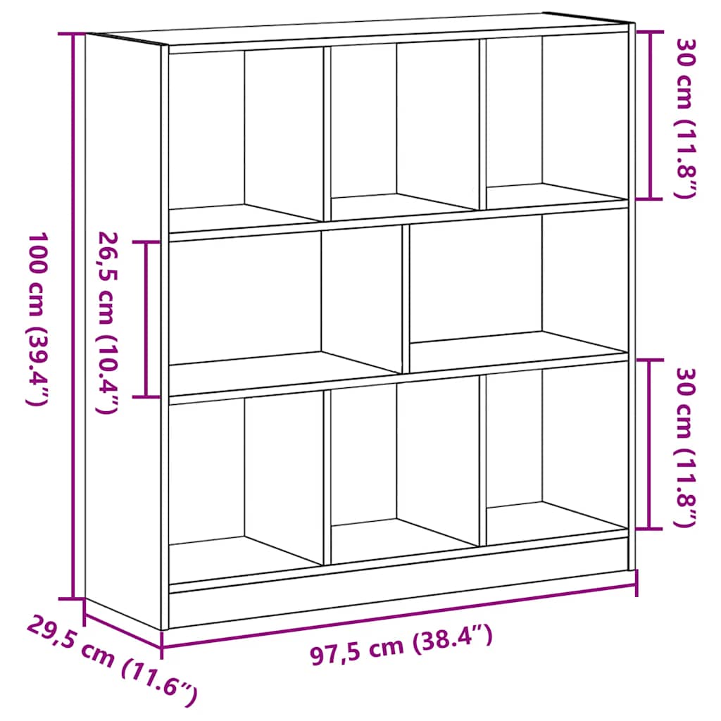 Bibliothèque chêne noir 97,5x29,5x100 cm bois d'ingénierie - XIOS