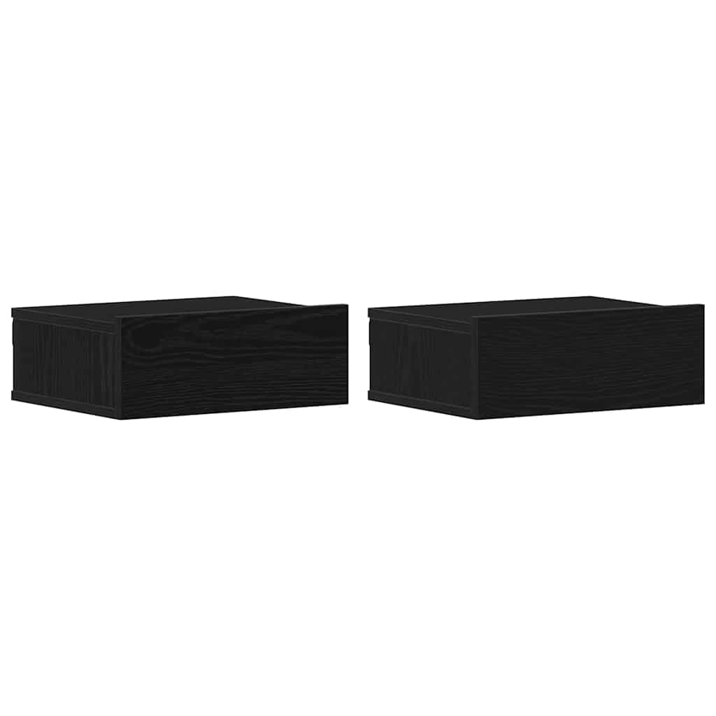 Tables de chevet flottantes lot de 2 chêne noir 40 x 32 x 15 cm bois d'ingénierie