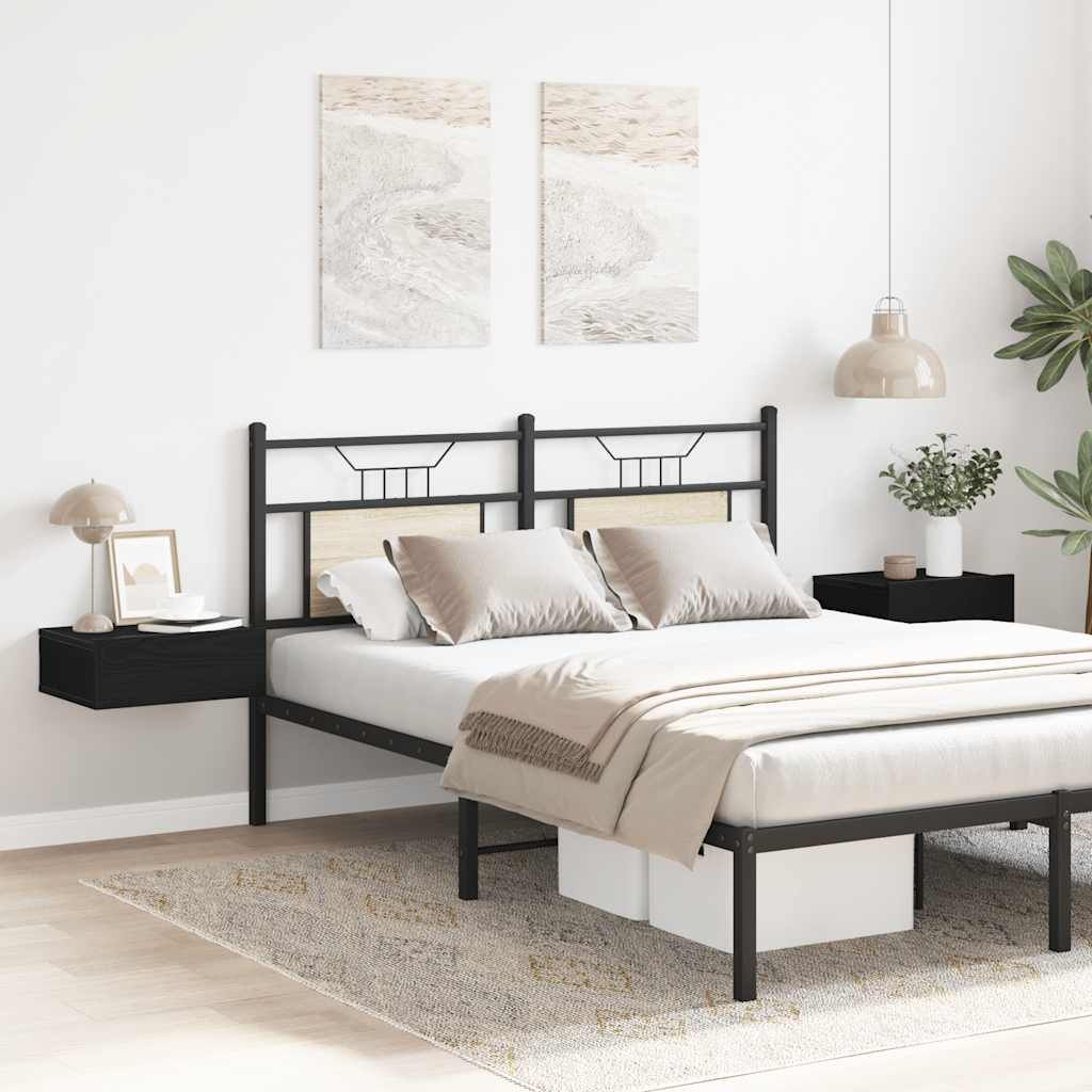 Tables de chevet flottantes lot de 2 chêne noir 40 x 32 x 15 cm bois d'ingénierie