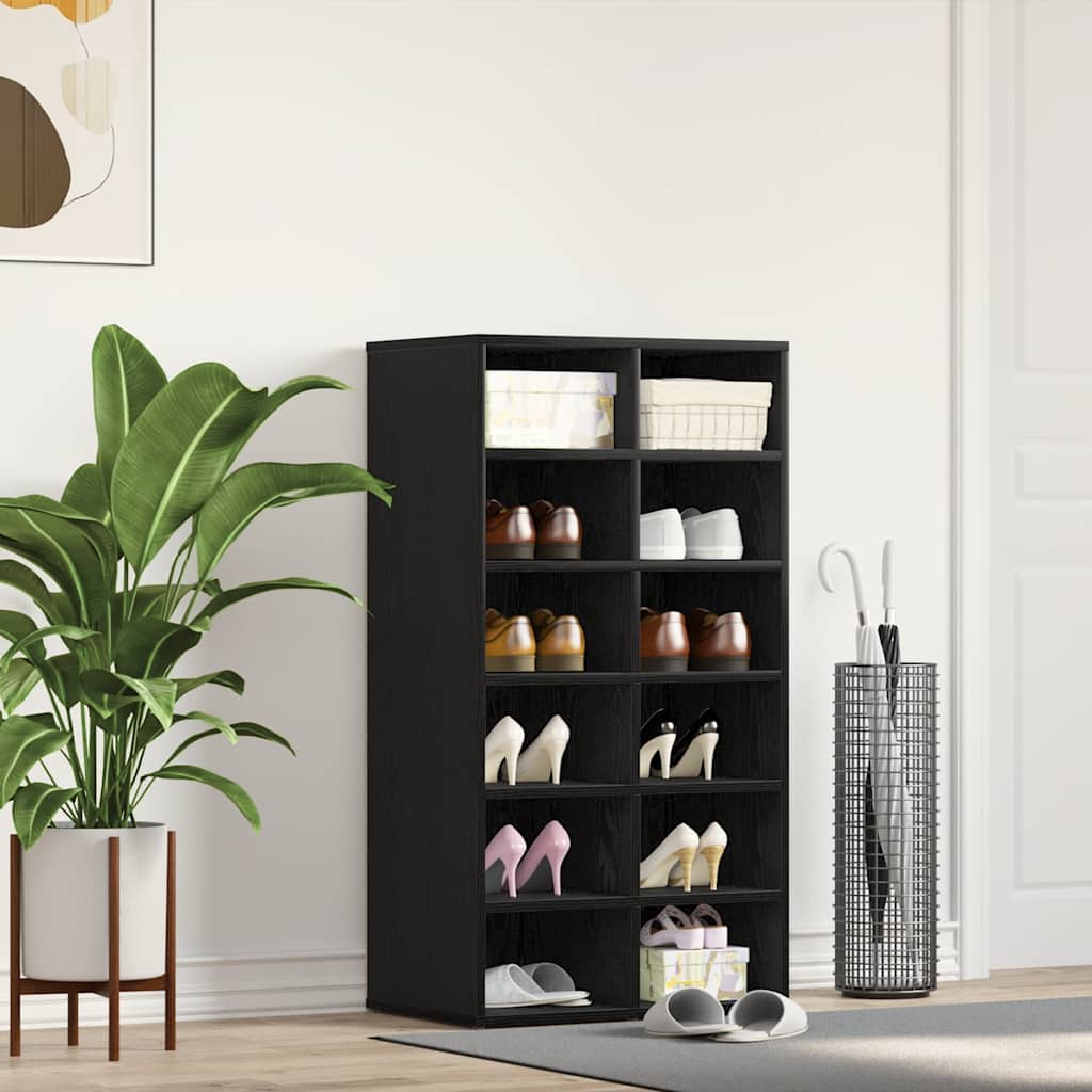 Étagère à chaussures chêne noir 54x34x100,5 cm bois ingénierie - XIOS