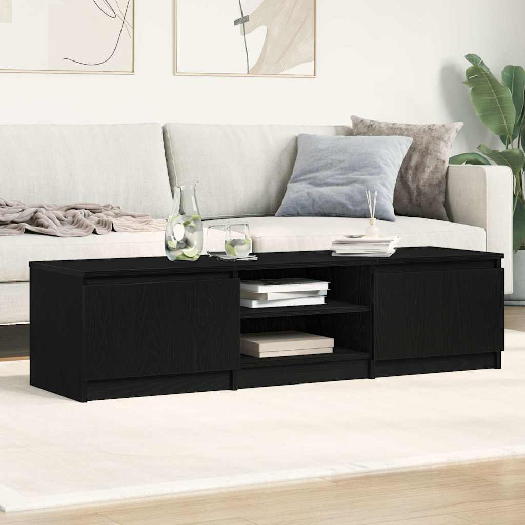 Meuble TV en chêne noir 140x40x36 cm bois d'ingénierie