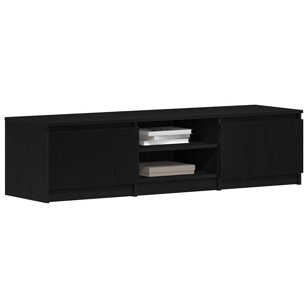 Meuble TV en chêne noir 140x40x36 cm bois d'ingénierie