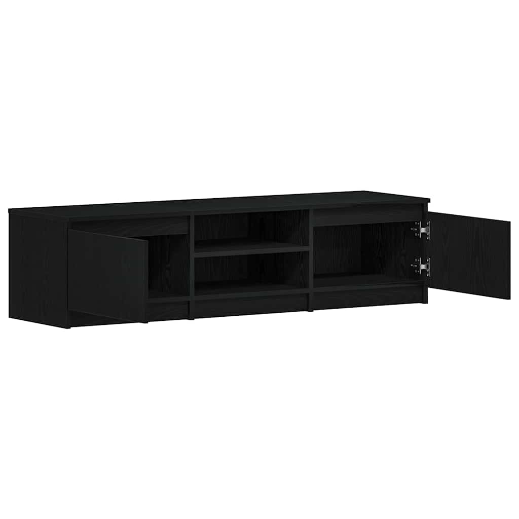 Meuble TV en chêne noir 140x40x36 cm bois d'ingénierie