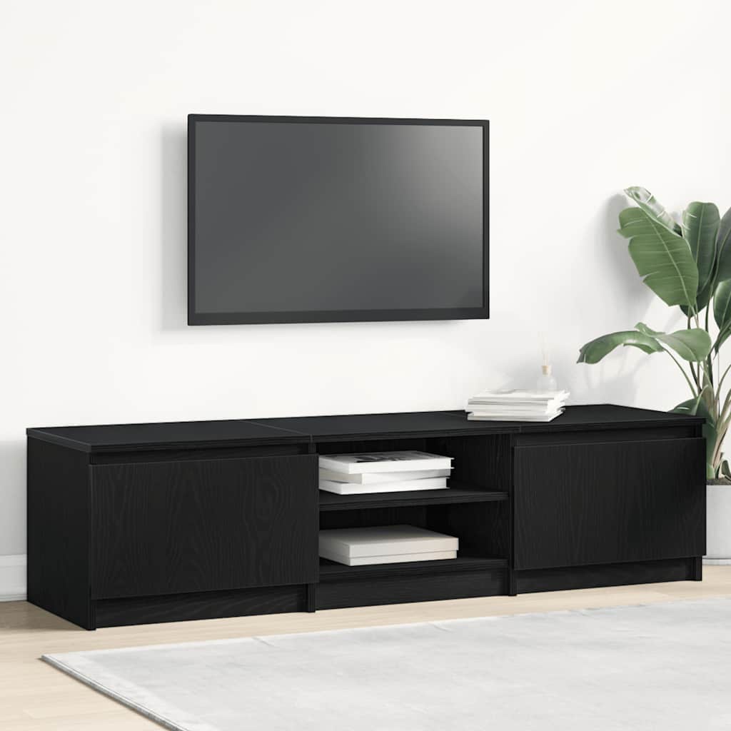 Meuble TV en chêne noir 140x40x36 cm bois d'ingénierie