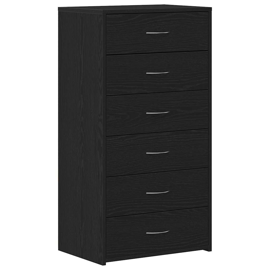 Buffet avec 6 tiroirs Chêne noir 50x34x96 cm Bois d'ingénierie - XIOS