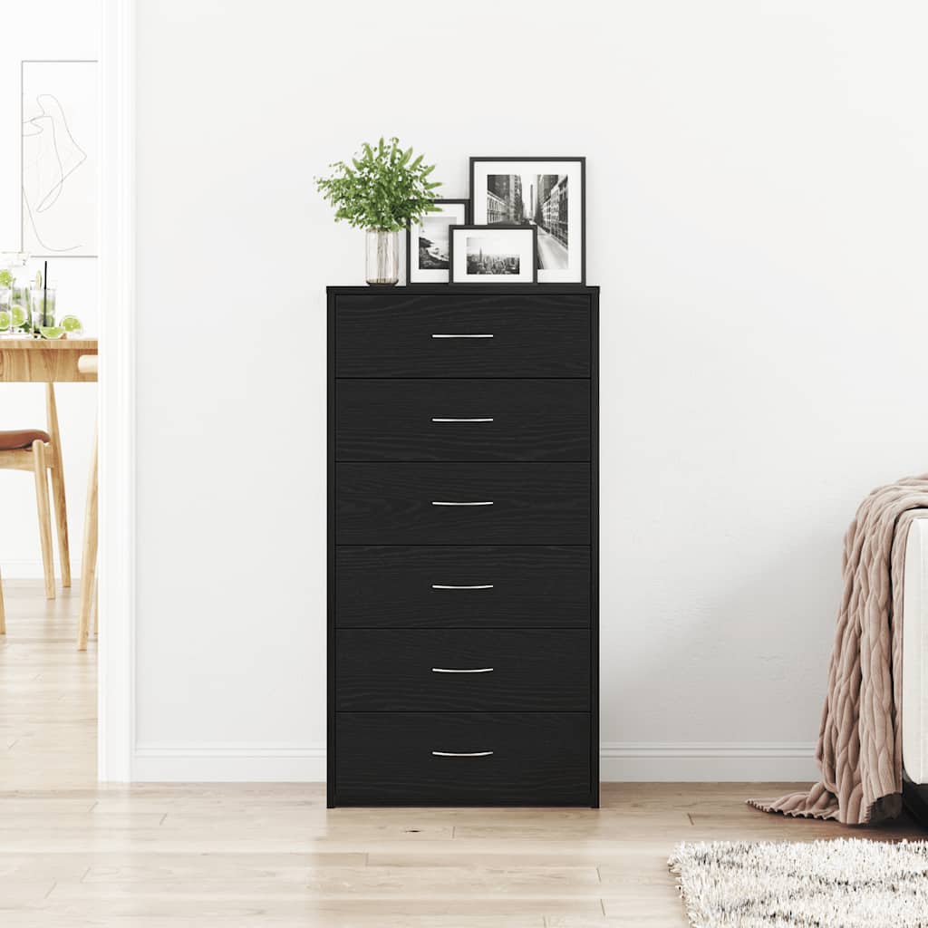 Buffet avec 6 tiroirs Chêne noir 50x34x96 cm Bois d'ingénierie - XIOS