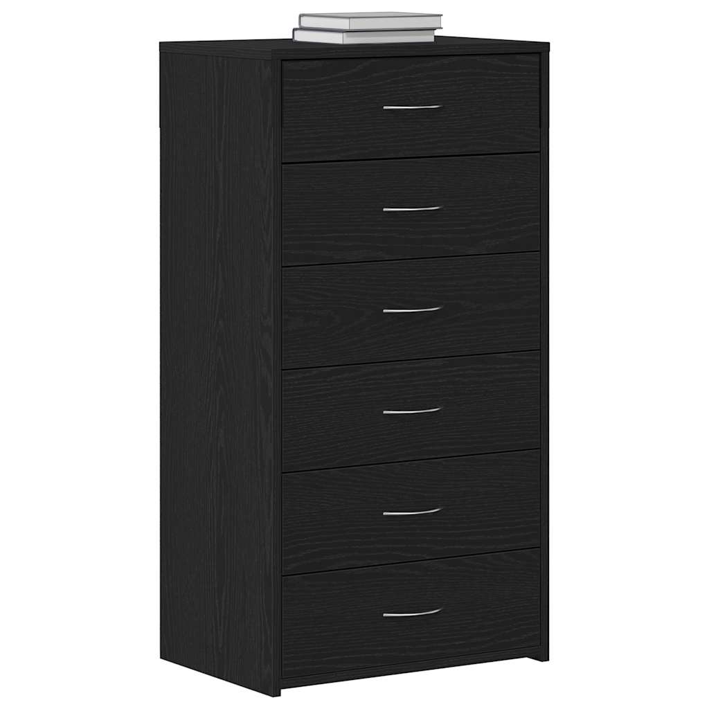 Buffet avec 6 tiroirs Chêne noir 50x34x96 cm Bois d'ingénierie - XIOS