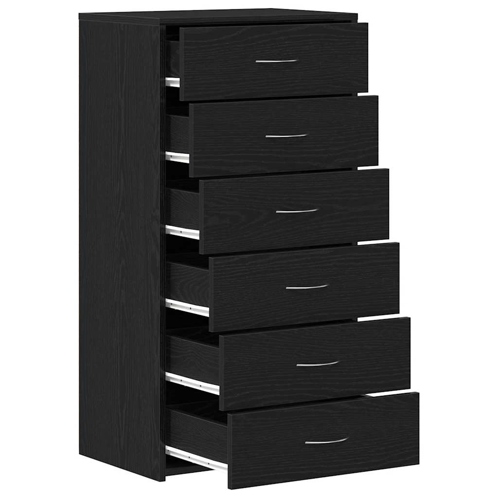 Buffet avec 6 tiroirs Chêne noir 50x34x96 cm Bois d'ingénierie - XIOS