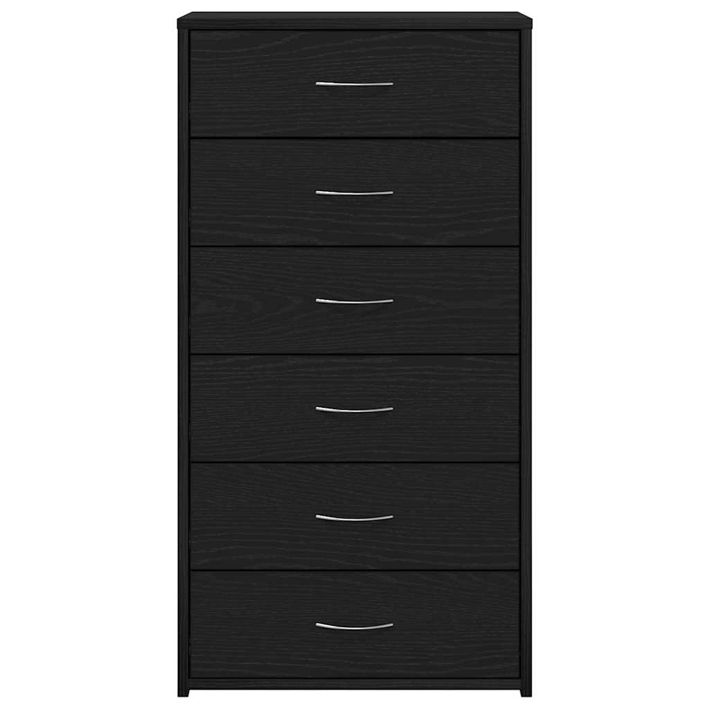 Buffet avec 6 tiroirs Chêne noir 50x34x96 cm Bois d'ingénierie - XIOS