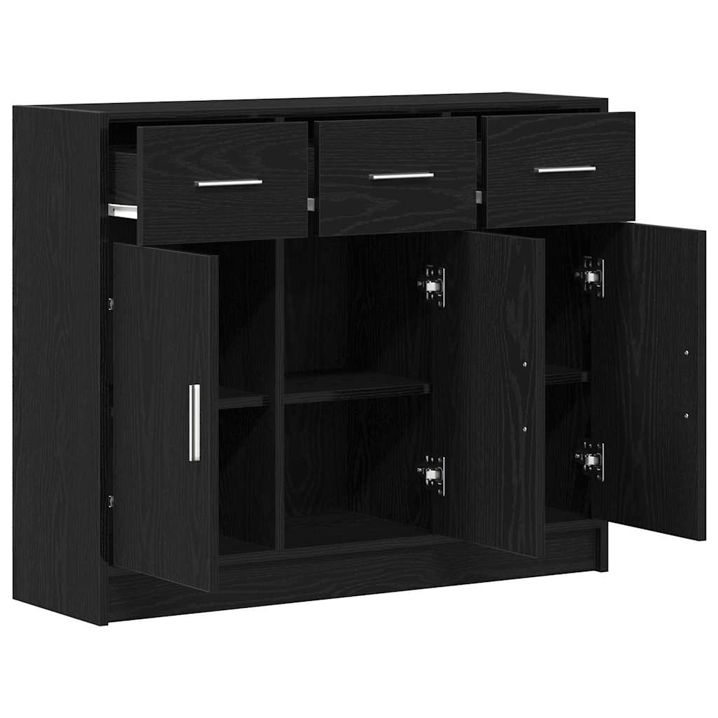 Buffet en chêne noir 91 x 28 x 75 cm bois d'ingénierie - XIOS