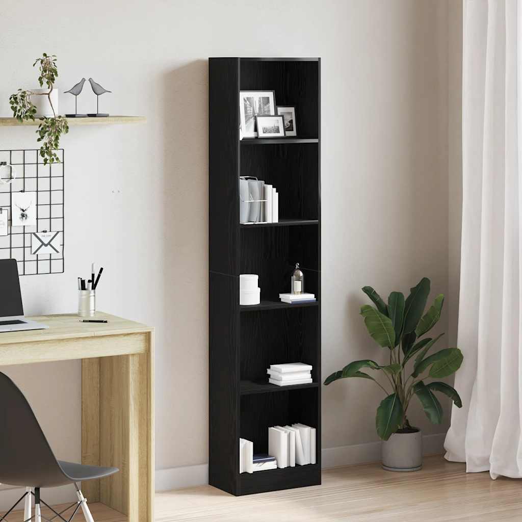 Bibliothèque en chêne noir 40 x 24 x 176 cm bois d'ingénierie - XIOS