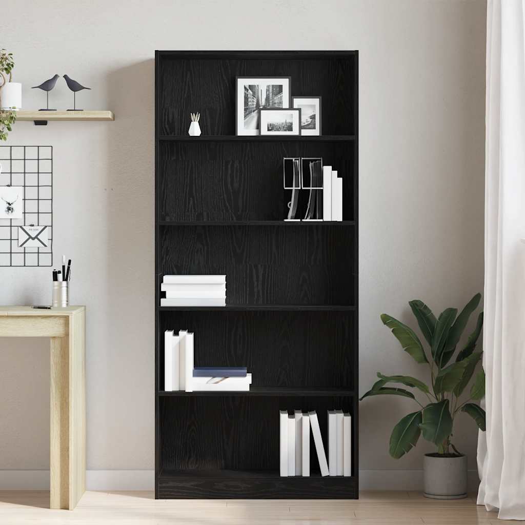 Bibliothèque chêne noir 80x24x176 cm bois d'ingénierie - XIOS