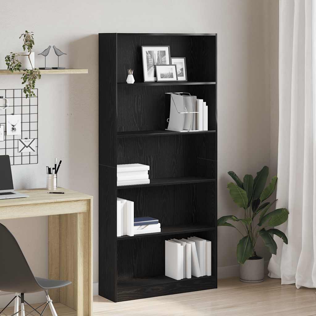 Bibliothèque chêne noir 80x24x176 cm bois d'ingénierie - XIOS