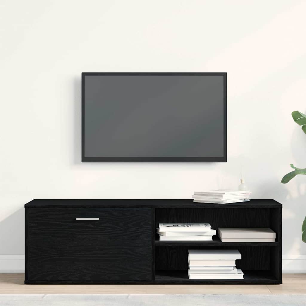 Meuble TV en chêne noir 120x34x37 cm bois d'ingénierie