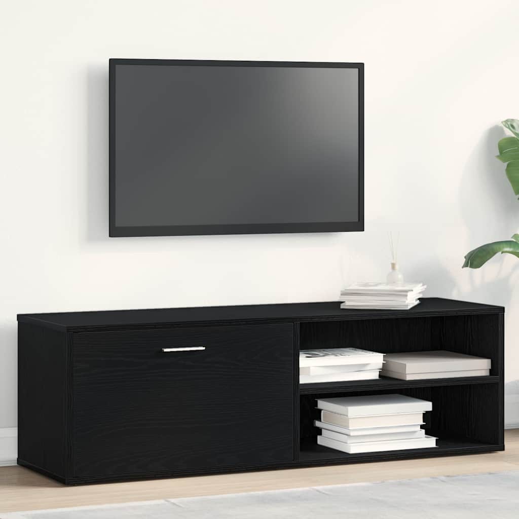 Meuble TV en chêne noir 120x34x37 cm bois d'ingénierie
