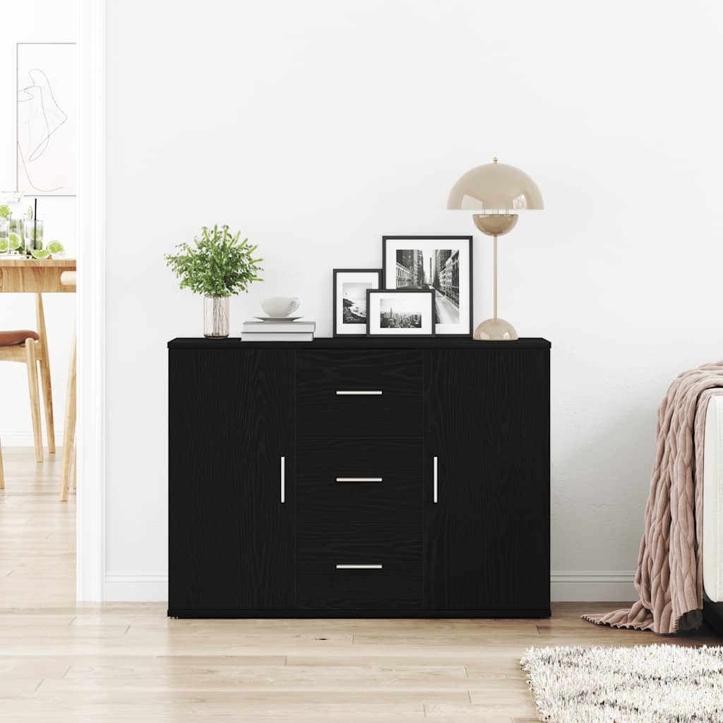 Buffet chêne noir 91x29,5x65 cm bois d'ingénierie