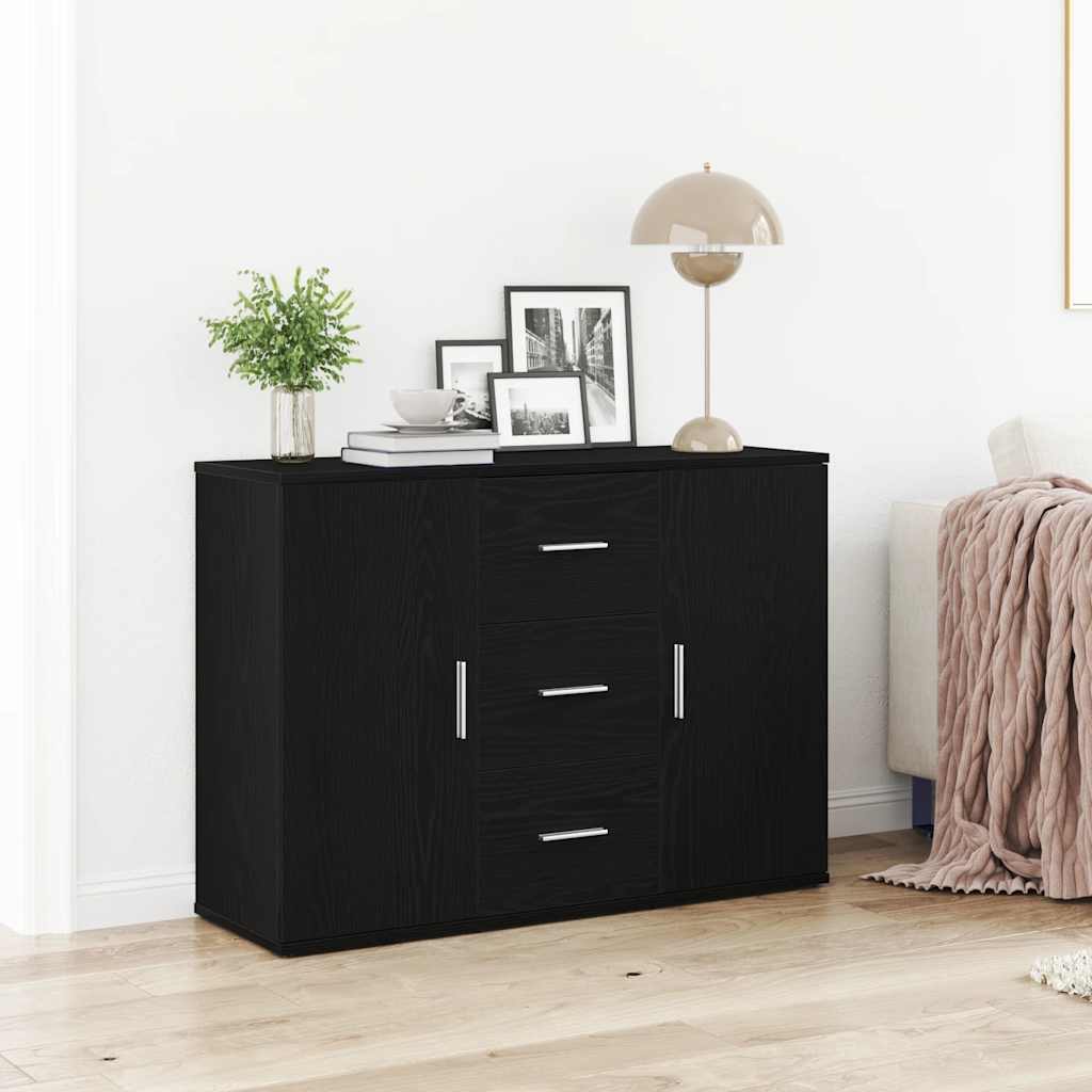 Buffet chêne noir 91x29,5x65 cm bois d'ingénierie