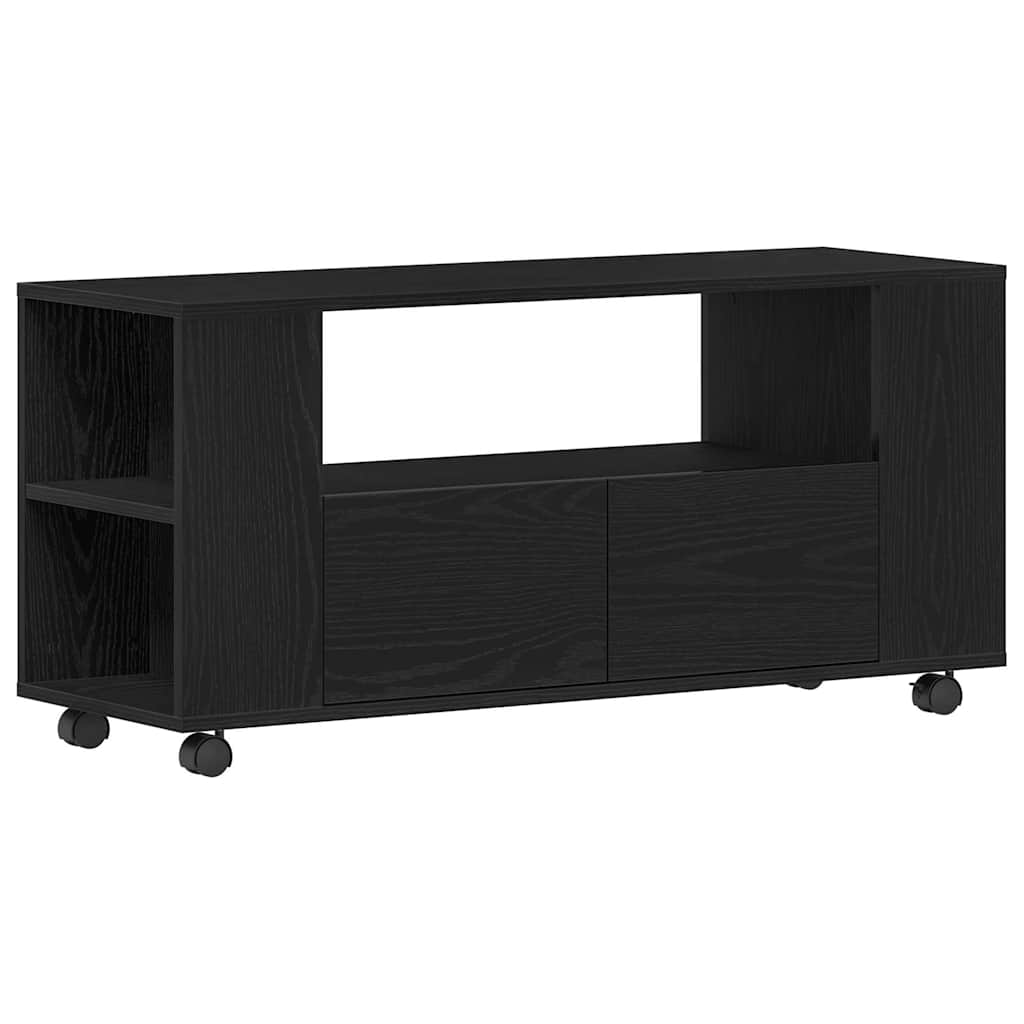 Meuble TV avec roulettes chêne noir bois d'ingénierie - XIOS