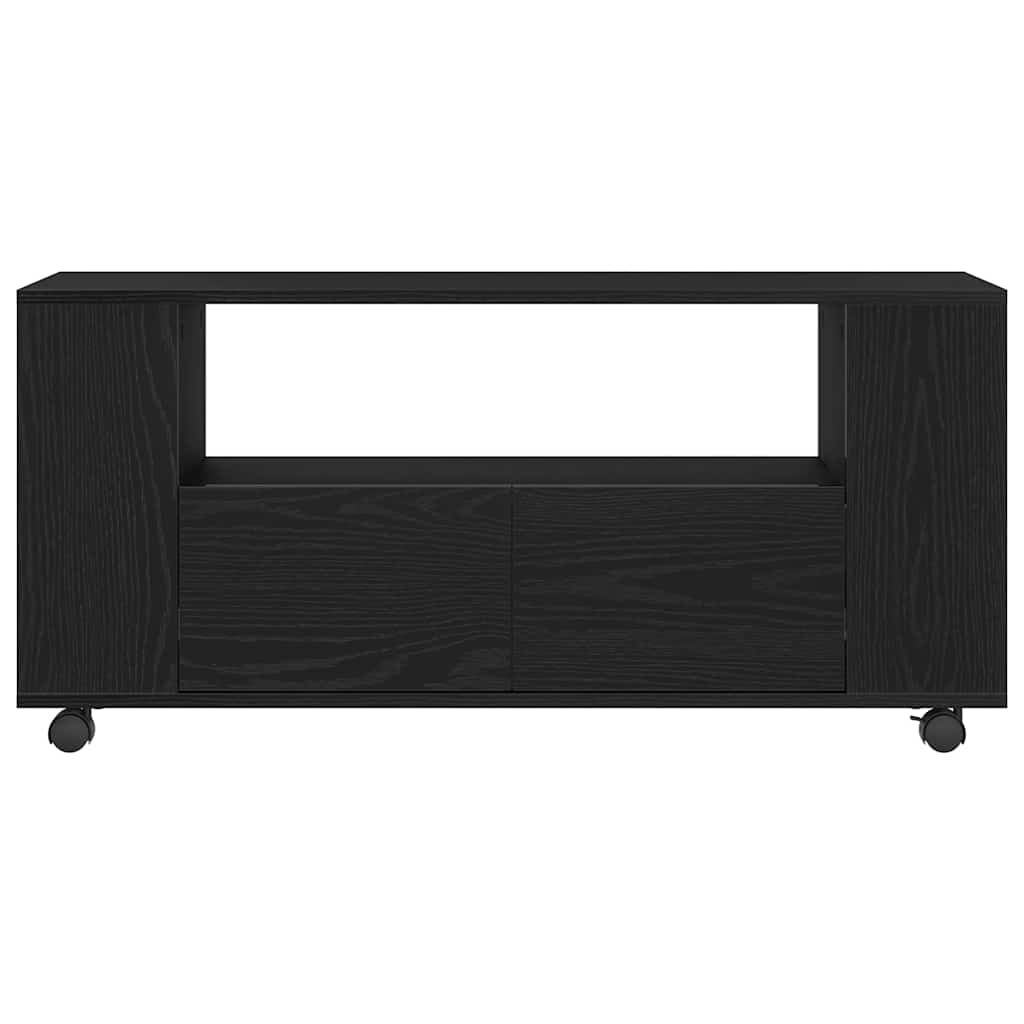 Meuble TV avec roulettes chêne noir bois d'ingénierie - XIOS