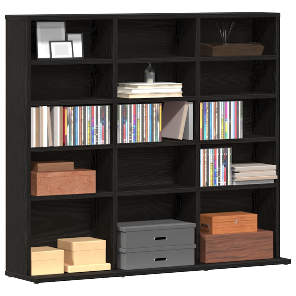 Meuble CD en chêne noir 100 x 23 x 89,5 cm bois d'ingénierie - XIOS