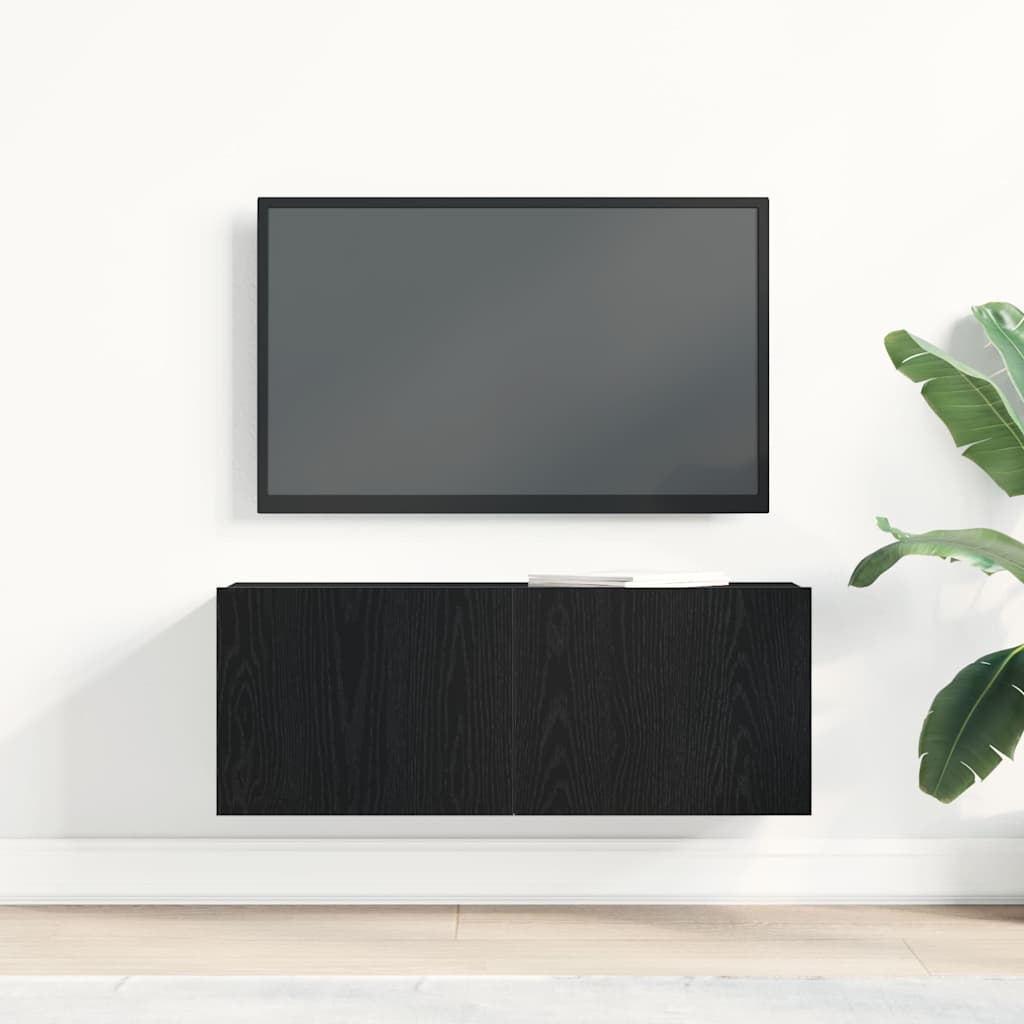 Meubles TV Chêne noir 80 x 30 x 30 cm Bois d'ingénierie - XIOS