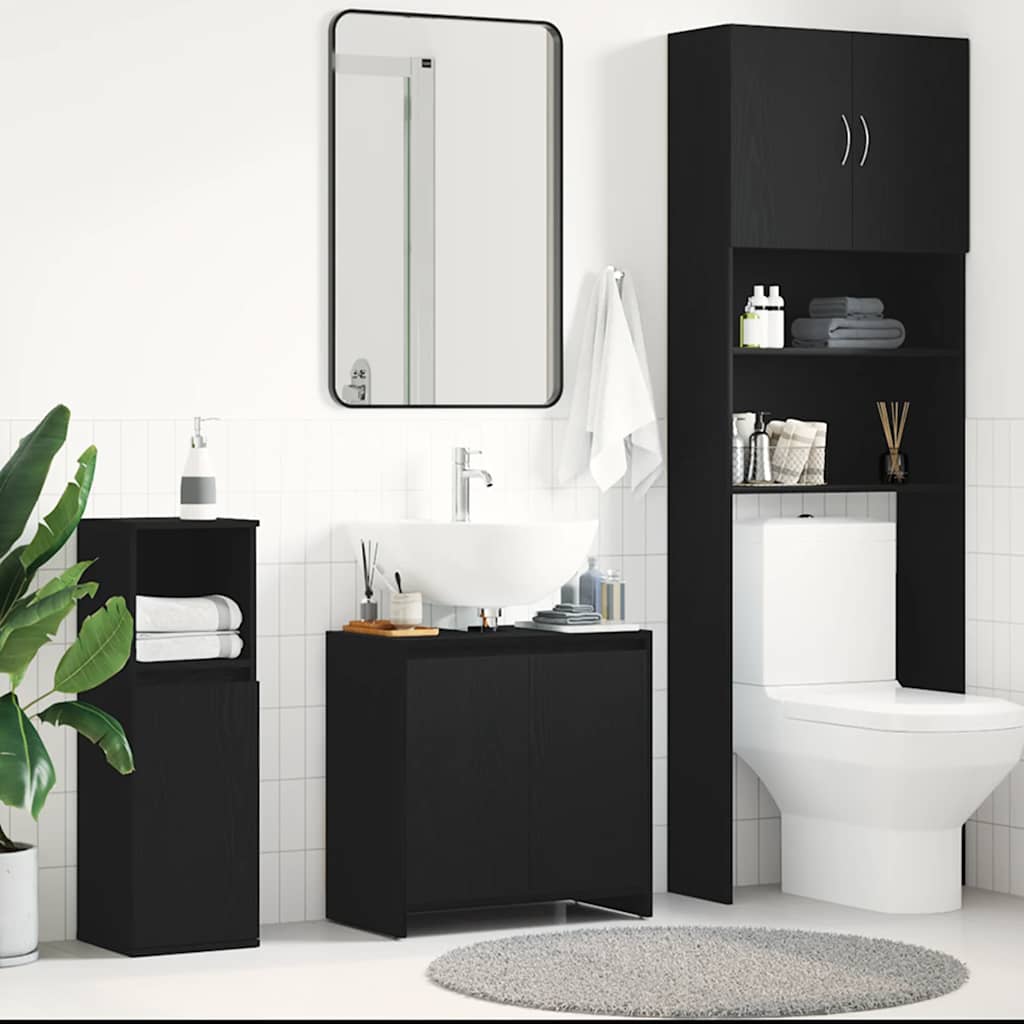 Armoire de bain chêne noir 60x33x60 cm bois d'ingénierie Ensembles de mobilier pour salles de bains vidaXL