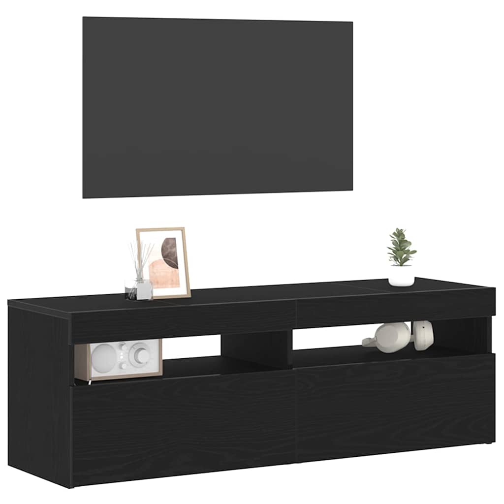 Meuble TV 120 x 35 x 40 cm Chêne noir Bois d'ingénierie - XIOS