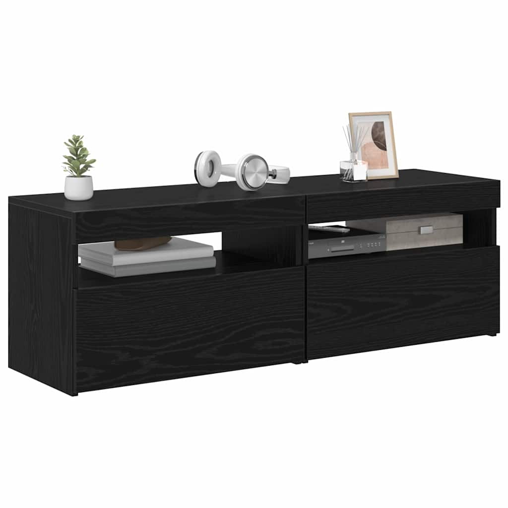 Meuble TV 2 pcs Noir 60 x 35 x 40 cm Bois d'ingénierie - XIOS