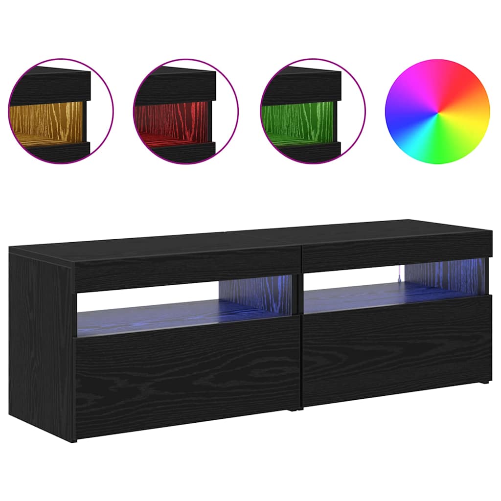 Meuble TV 2 pcs Noir 60 x 35 x 40 cm Bois d'ingénierie - XIOS
