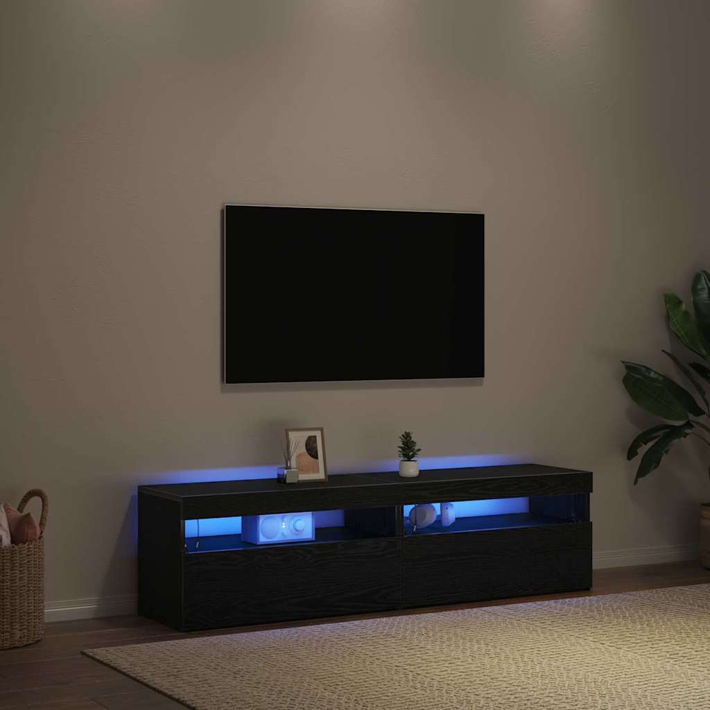 Meuble TV 2 pcs Noir 75 x 35 x 40 cm Bois d'ingénierie - XIOS