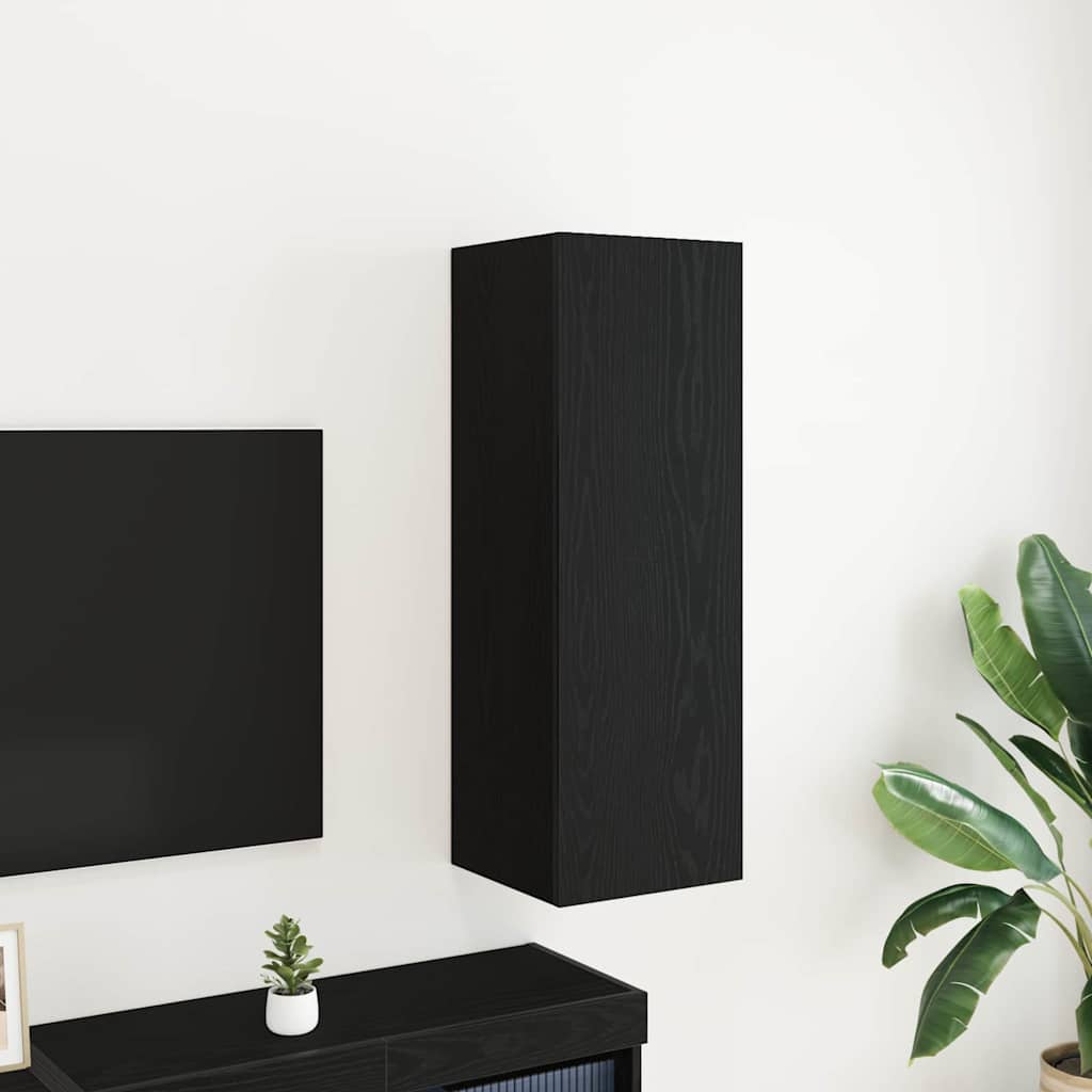 Cabinet TV mural Chêne noir 30,5 x 30 x 90 cm Bois d'ingénierie - XIOS