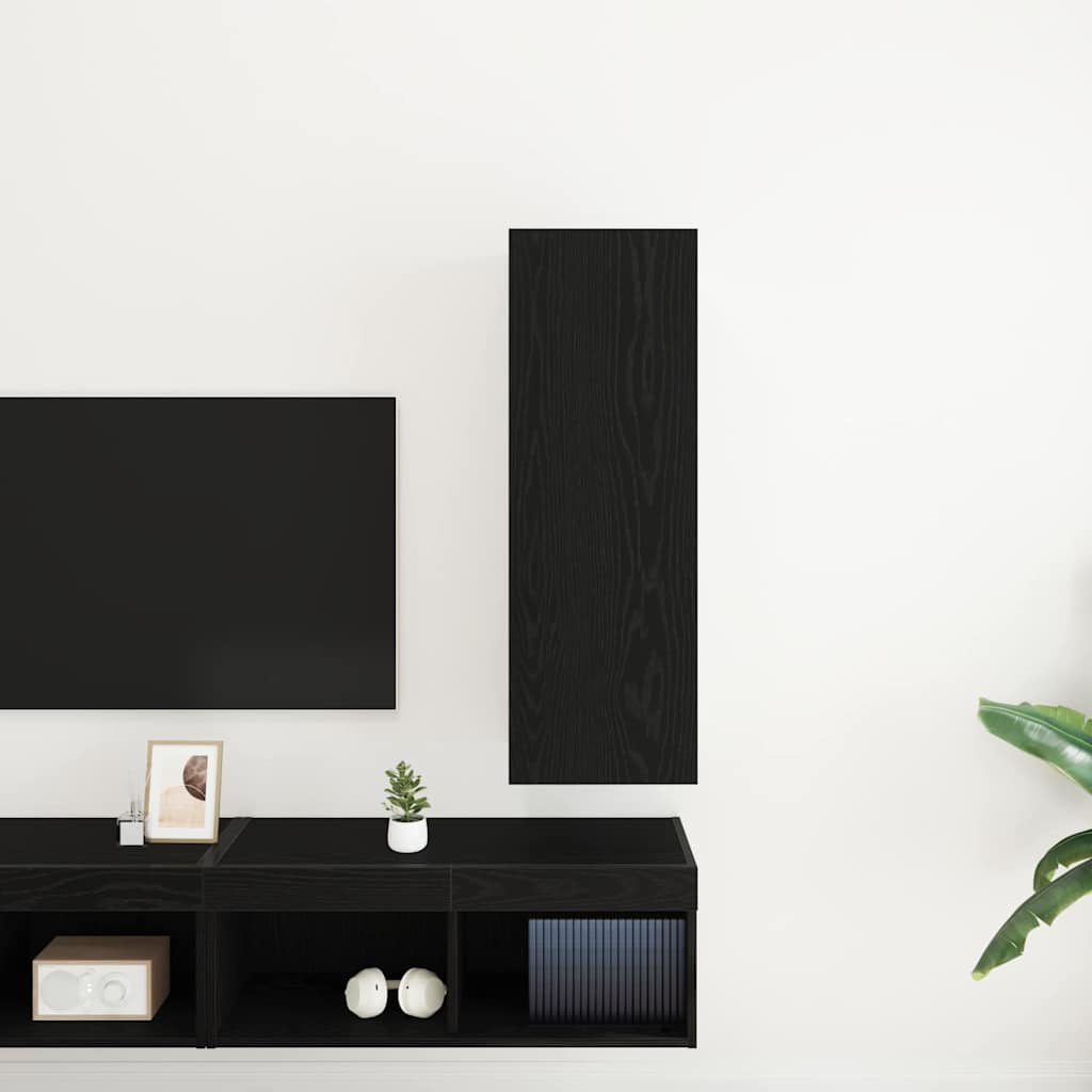 Cabinet TV mural Chêne noir 30,5 x 30 x 90 cm Bois d'ingénierie - XIOS