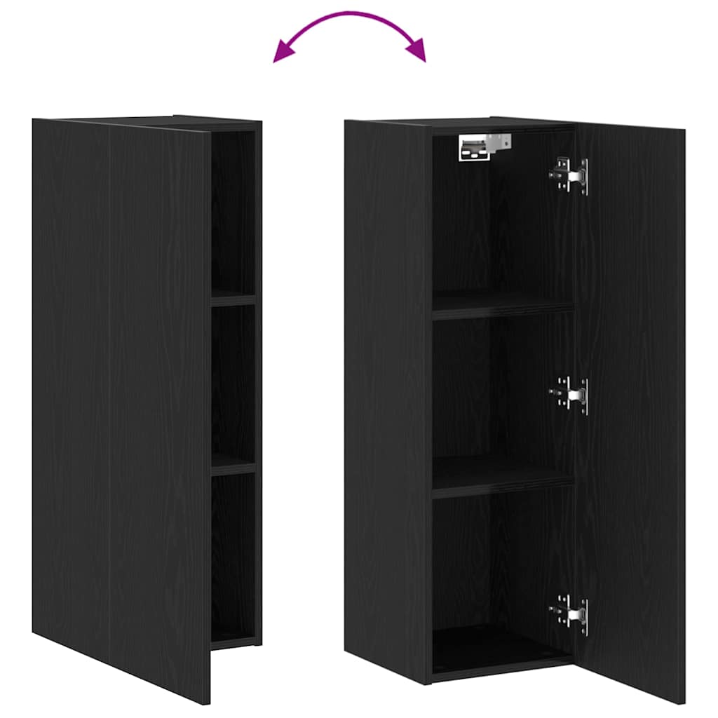 Cabinet TV mural Chêne noir 30,5 x 30 x 90 cm Bois d'ingénierie - XIOS