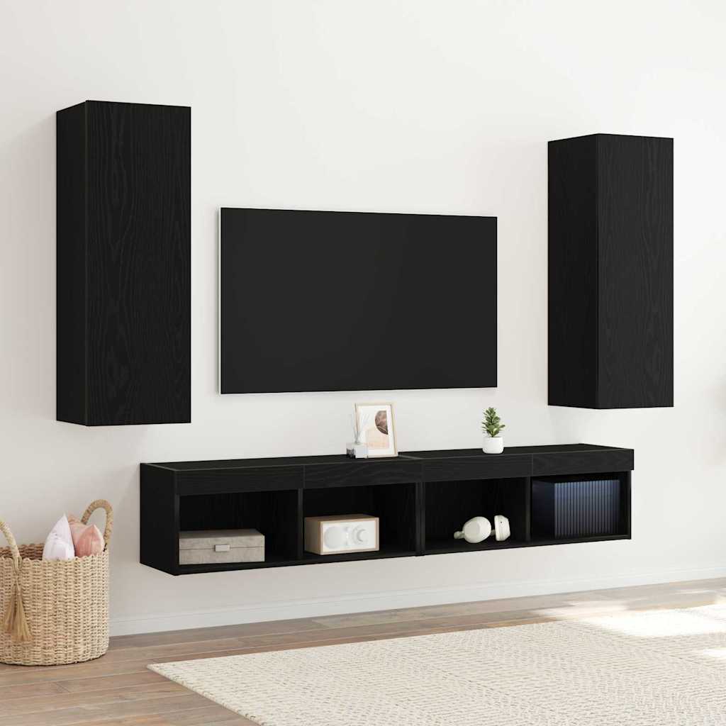 Cabinet TV mural 2 pcs Chêne noir 30,5 x 30 x 90 cm - XIOS