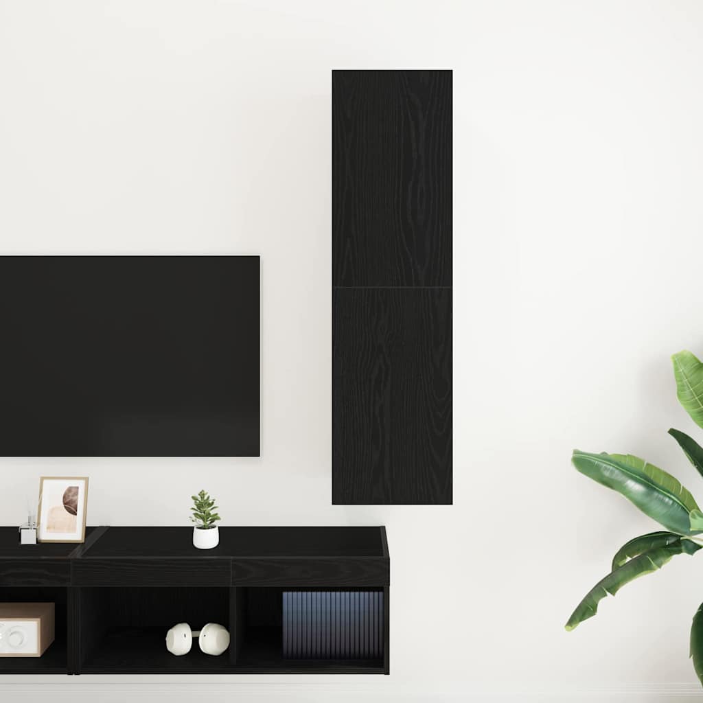 Cabinet TV mural Montage mural Chêne noir 30.5 x 30 x 110 cm - XIOS