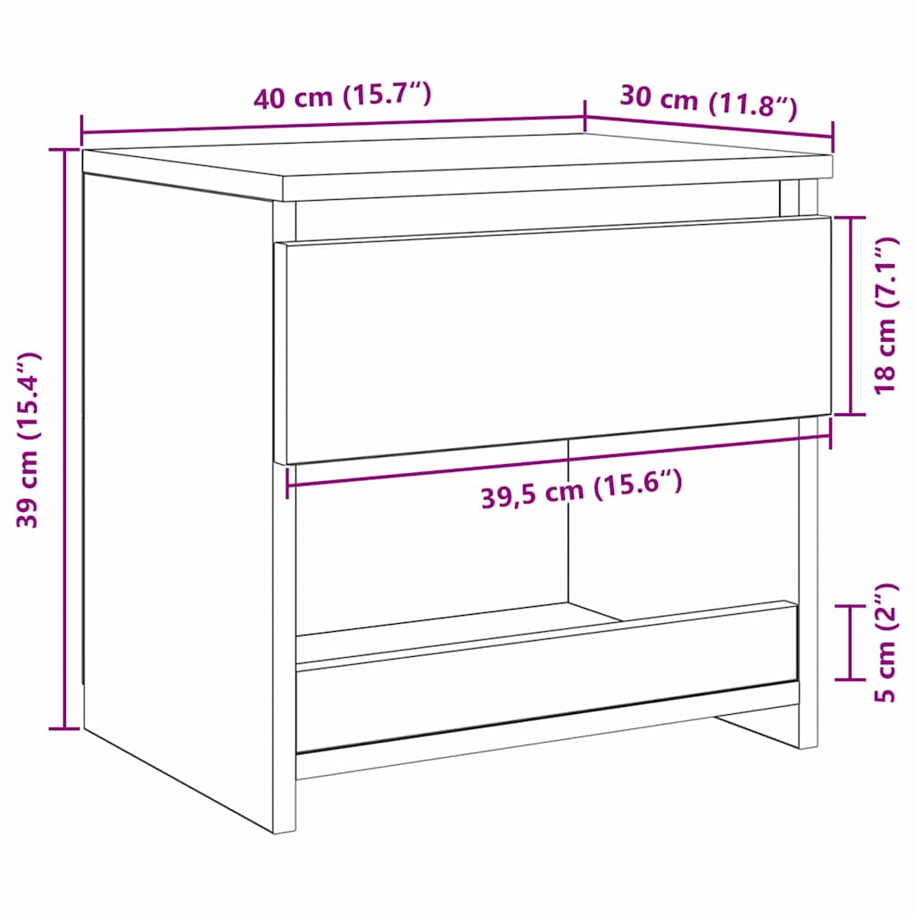 Cabinet de chevet Chêne noir 40 x 30 x 39 cm Bois d'ingénierie