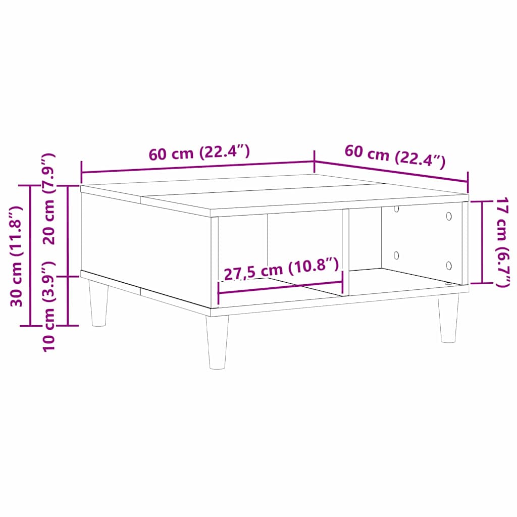 Table basse Chêne noir 60 x 60 x 30 cm Bois d'ingénierie - XIOS