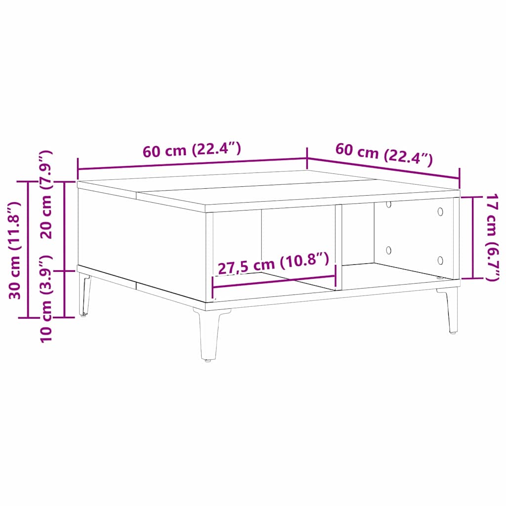 Table basse Bois ancien 60 x 60 x 30 cm Bois d'ingénierie - XIOS