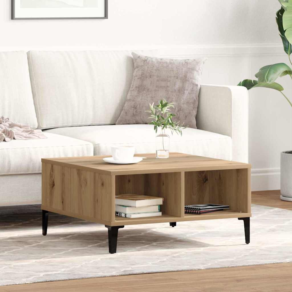 Table basse chêne artisanal 60 x 60 x 30 cm Bois d'ingénierie - XIOS
