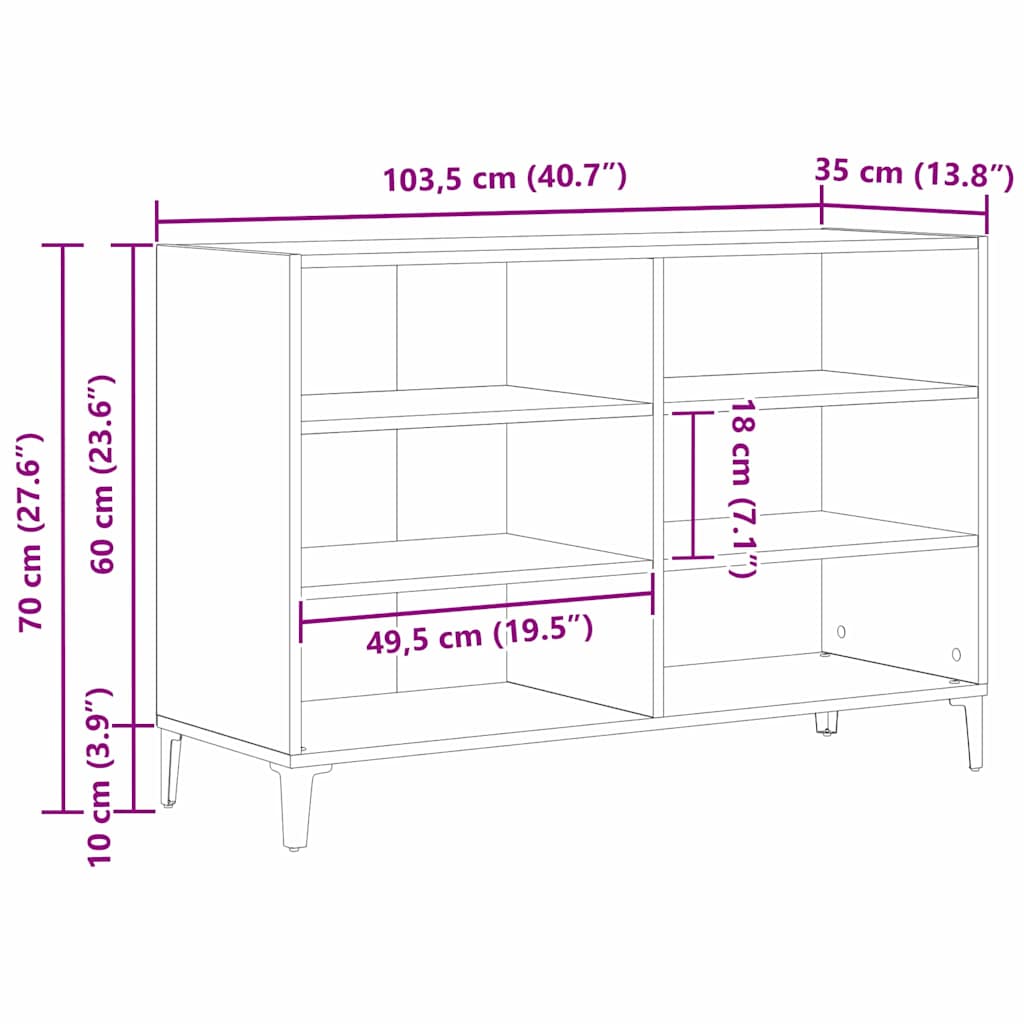 Buffet Noir 103.5 x 35 x 70 cm Bois d'ingénierie - XIOS