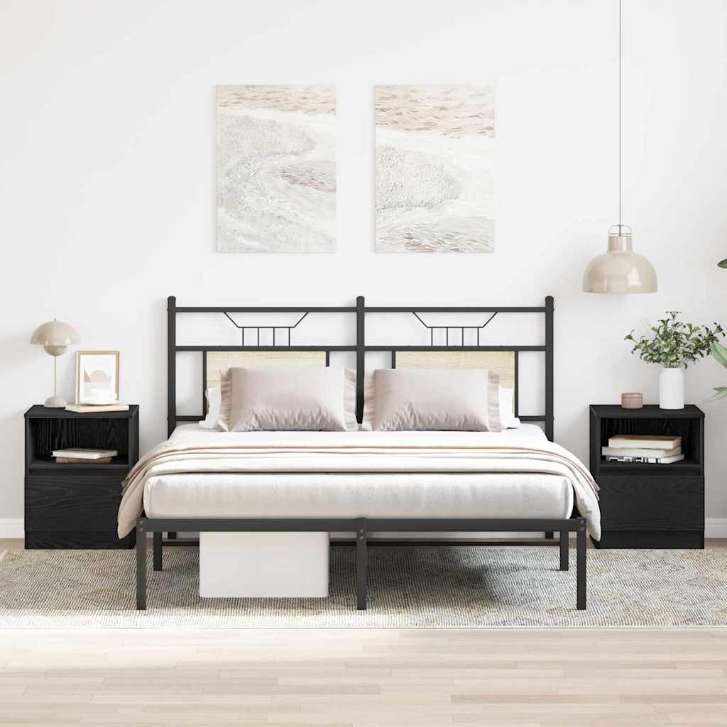 Cabinet de chevet avec tiroir 2 pcs Chêne noir 40 x 40 x 50 cm