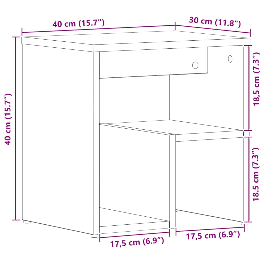 Cabinet de chevet Chêne noir 40 x 30 x 40 cm Bois d'ingénierie