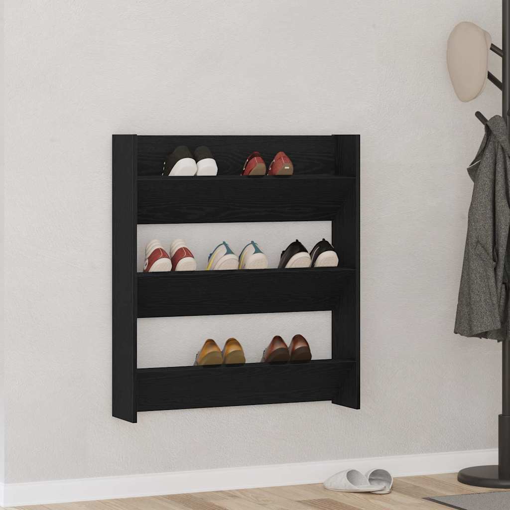 Cabinet à chaussures mural 2 pcs Chêne noir 80 x 18 x 90 cm - XIOS